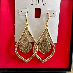 New INC Earrings gold and rhinestones